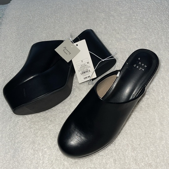 Women's Cheyenne Platform Clog Heels - A New Day Black 7 - Picture 5 of 7